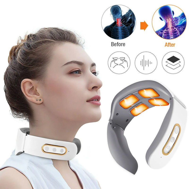 CHIGO 4-Head Neck Massager TENS Muscle Neck Massager Wireless Electric Neck Massager Device 6 Massage Modes 9 Strength Levels