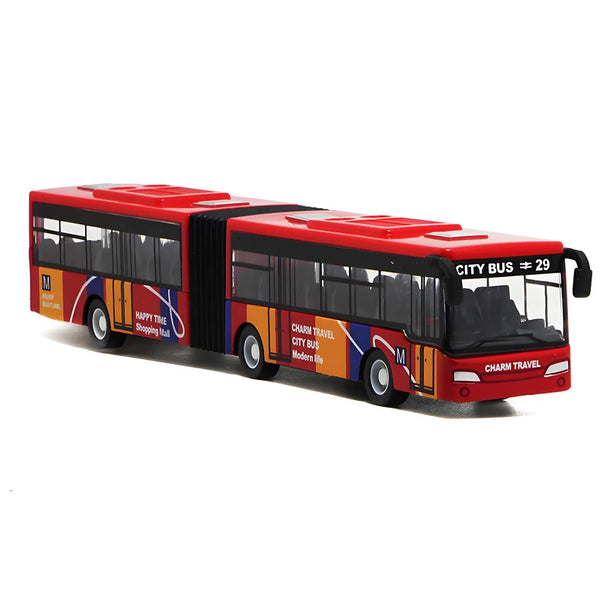 Simulation Alloy Double Section Bus Model Pull Back Vehicles Toys Funny Car Kids Children Gifts