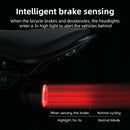 JOHORSE Smart Brake Sensing Bike Taillight USB-C Rechargeable 300mAh 4 Modes IPX5 Waterproof Bicycle Rear Light Safety Ebike Accessory