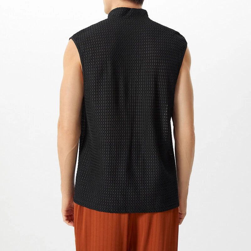 INCERUN Mens Textured V-Neck Sleeveless Tank Micro Sheer Comfortable Breathable Vest