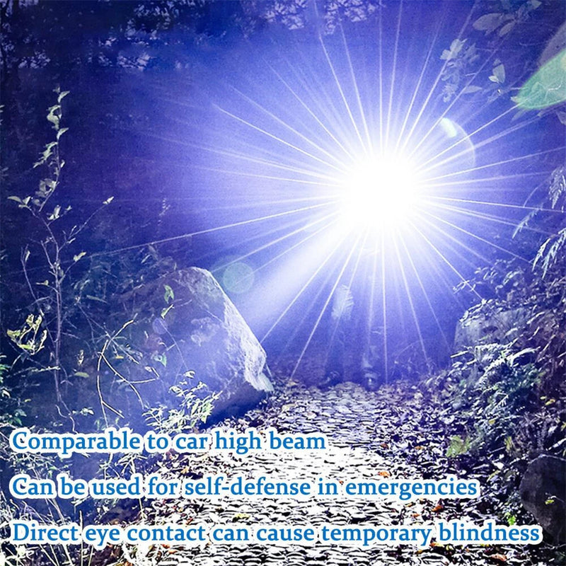 IPRee Solar Light LED Handheld Flashlights Type-C Rechargeable Portable Torch with 4 Modes COB Emergency Red and Blue Searchlight