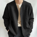 INCERUN Mens Textured Casual Long Sleeve Jacket Collarless Cardigan Jacket Coat Large Size for Big Men S-5XL