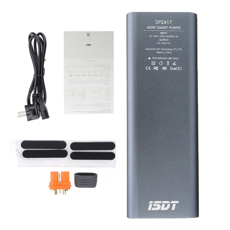 ISDT SP2417 BattGo 400W 17A LED Indicator Light Smart Power Supply Adapter With Dual USB Charging Output