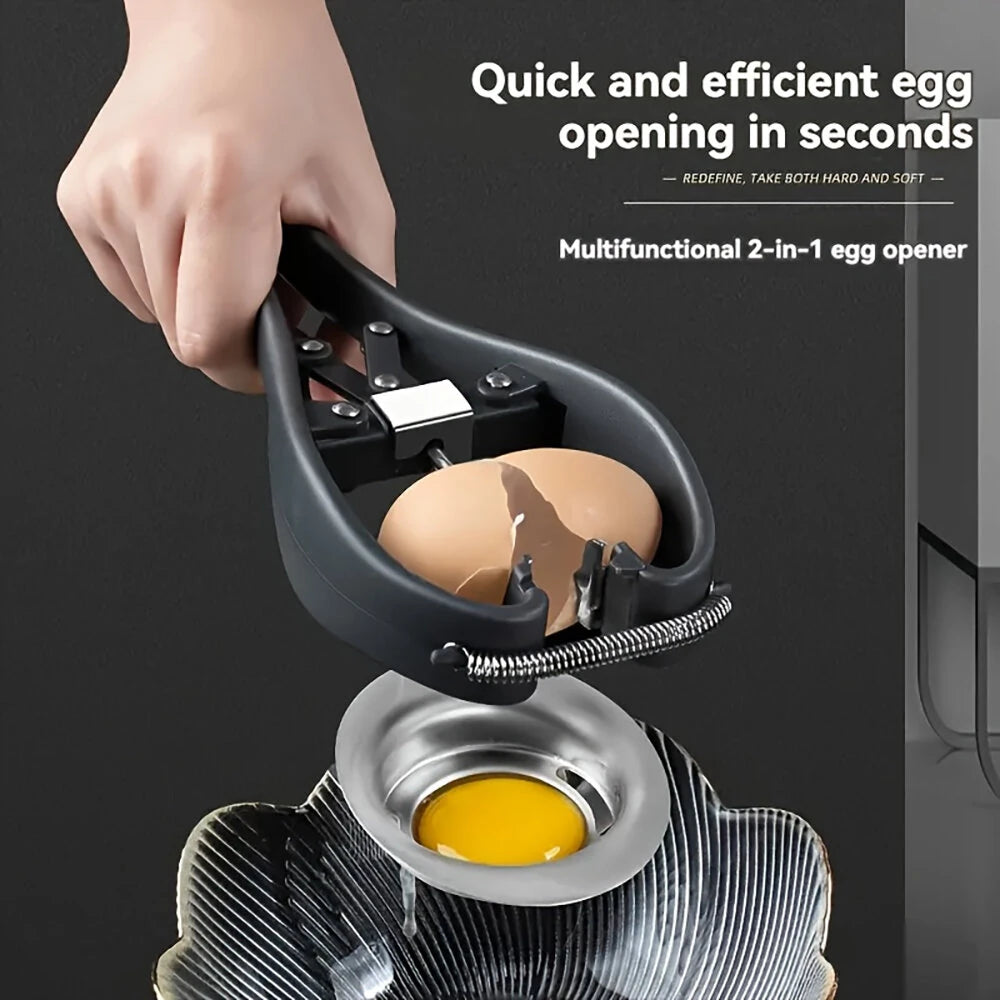 2 in 1 Kitchen Egg Shell Opener Egg white Separator 304 Stainless Steel Egg Opener Egg Shell Opener Fast Egg Beater Kitchen Gadgets Egg Holder