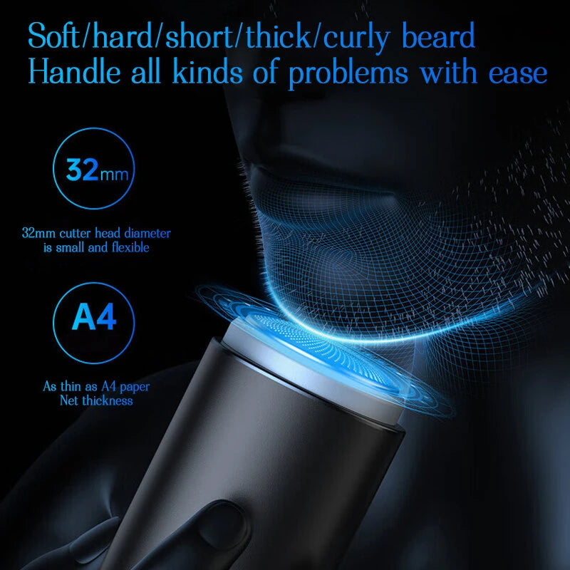 Littlelofa Mini Electric Shaver Mini Portable Men's Shaver Rechargeable Travel Mini Rotary Beard Shaver Home 400mAh Portable Shaver