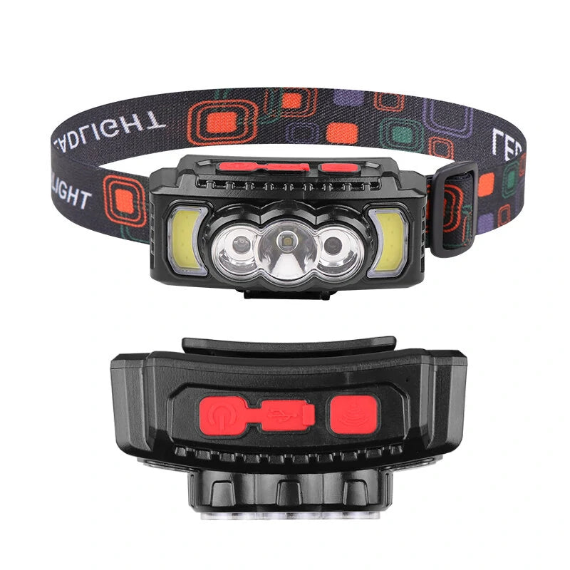810/810s XPE+LED+COB Strong Light Smart Wave Sensor Headlamp Built-in Battery USB Charging Power Display Headlight