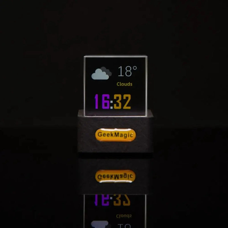 Transparent Mini WiFi Weather Clock GIFTV Smart Weather Station with GIF Animation Album Holographic Creative Gift Photo Display Crystal Cube