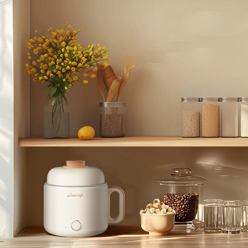 Littlelofa 1.6L Electric Cooker Household Mini Hot Pot 500W Cooking Pot For 1-2 People Home Kitchen Dormitory