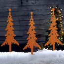 Pack of 4 Rust Stake Christmas Tree and Deer Christmas Decoration Rust Garden Stakes Christmas Trees Reindeer Christmas Decoration Outdoor Autumn Decoration