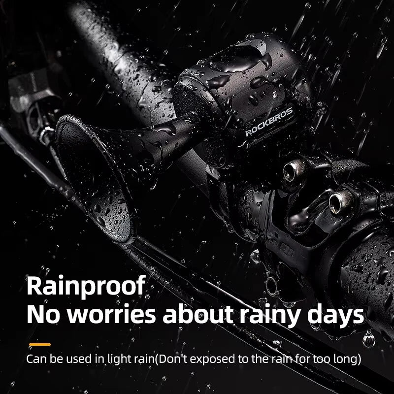 ROCKBROS EH-2PLUS 120dB Electronic Bicycle Bell Ring High Sound IPX4 Waterproof Horn Cycling Safety USB Charging Mini Bike Alarm Warning Bell for Road Mountain Electric Kids Bike
