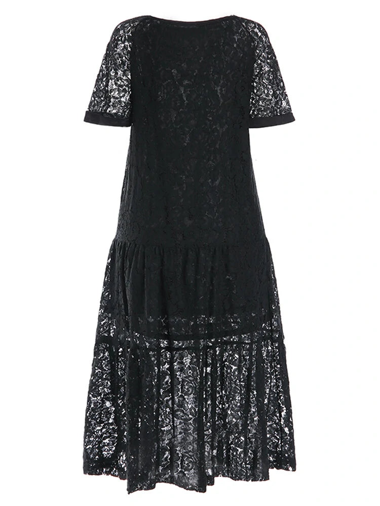 ZANZEA Plus Size Women Lace Long Dress Cold Shoulder Long Lace Croceht Hollow Out Bohemian Maxi Dress For Women