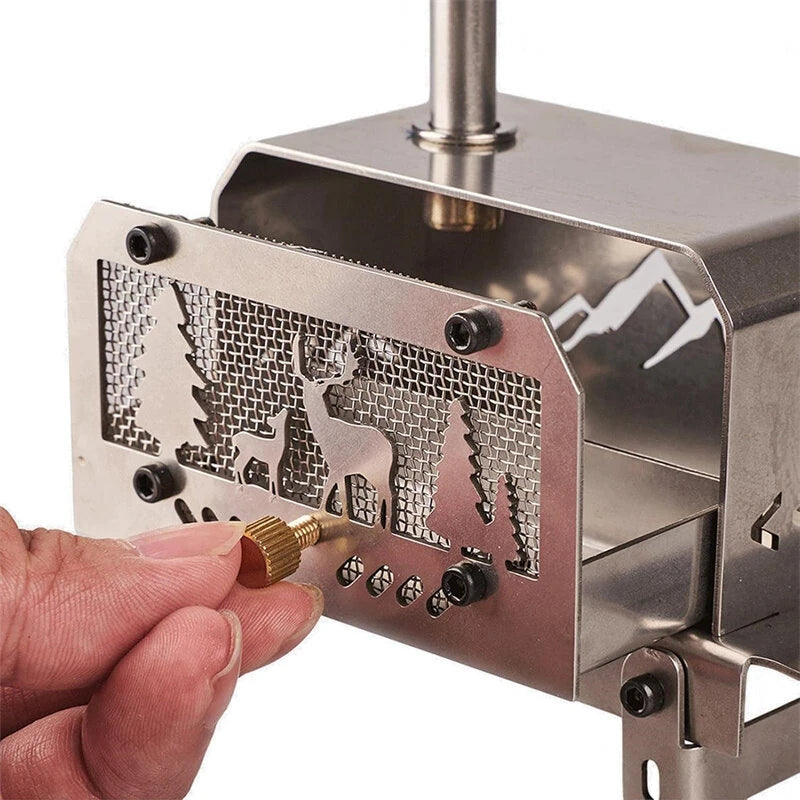 Portable Mini Stainless Steel Outdoor Wood Stove,Decorative Incense Holder for Christmas Tree and Elk Table Ornament for Camping Hiking