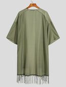 Mens Fringe Hem Half Sleeve Cardigan