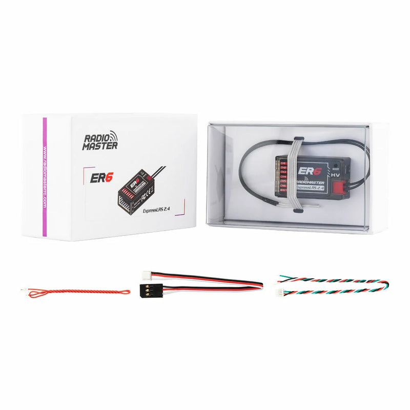 Radiomaster ER6 2.4GHz 6CH ExpressLRS ELRS RX 100mW PWM Receiver Support Voltage Telemetry for FPV RC Drone Airplane Glider