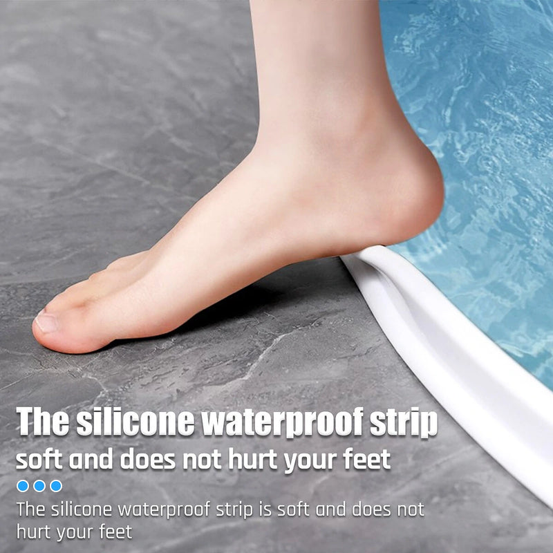 Bathroom Kitchen Foldable Water Stopper Self-adhesive Rubber Dam Shower Barrier White/Transparent