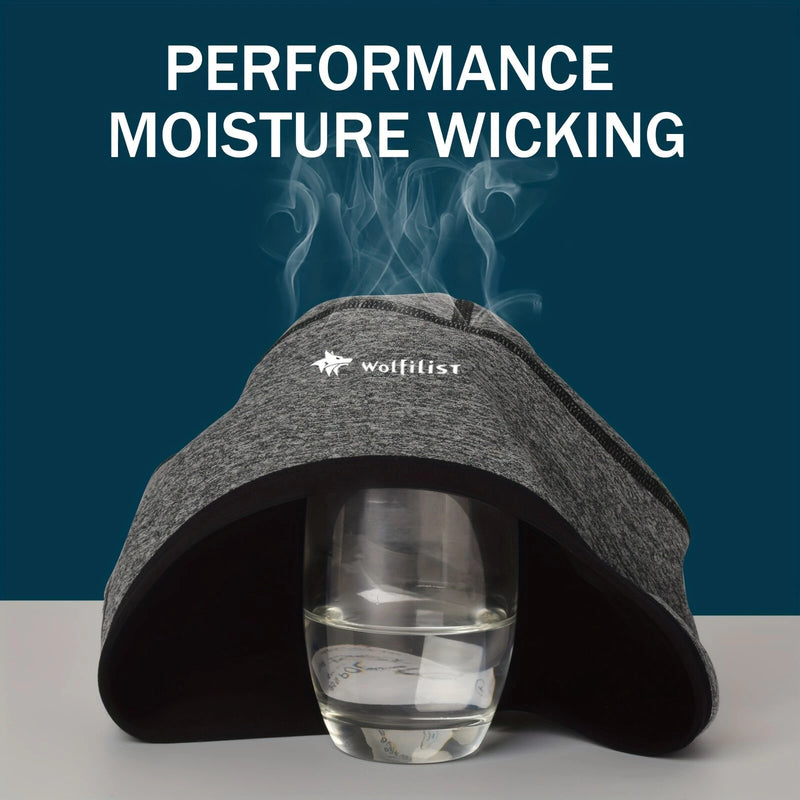 Wolfilist 1-Pack Unisex Breathable Thermal Cycling Skull Cap Winter Windproof Fleece Lined Full Coverage Headscarf Hat for Running Skiing Motorcycle Riding