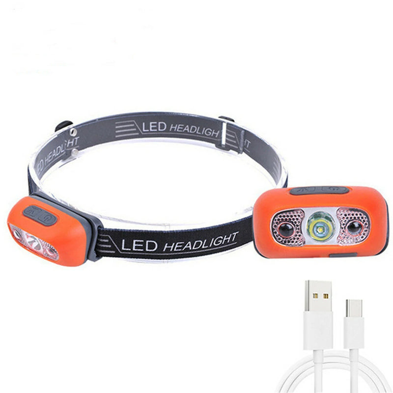 Outdoor Intelligent Sensing Headlight USB Charging Strong Bald Headlight LED Night Fishing Portable Night Running Light