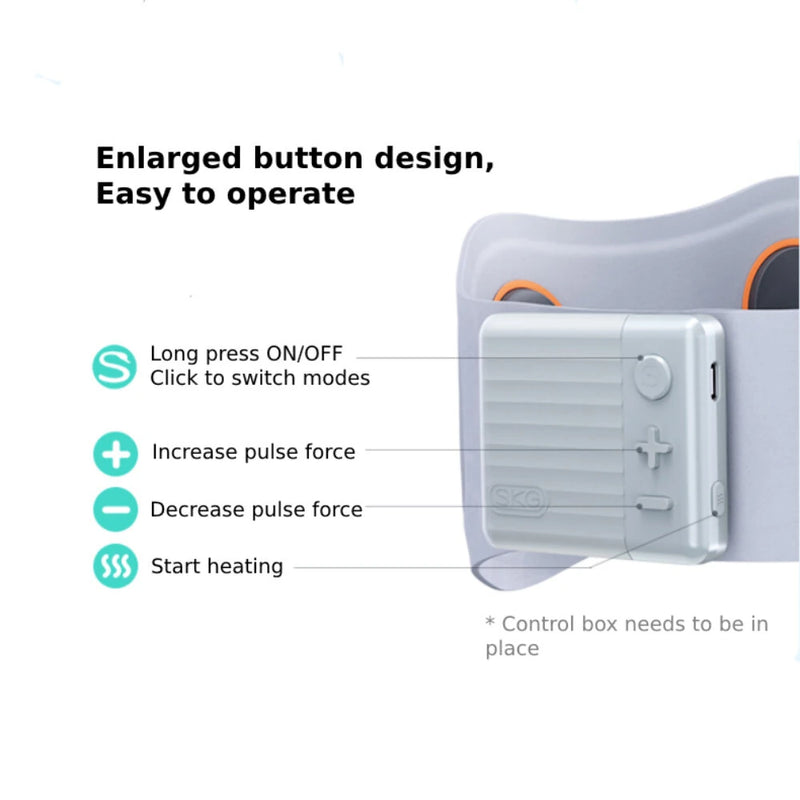 SKG W7 Waist Massager 6 Modes 9 Intensity Levels TENS Pulse Heat Therapy Lightweight Portable Waist Massager Belt
