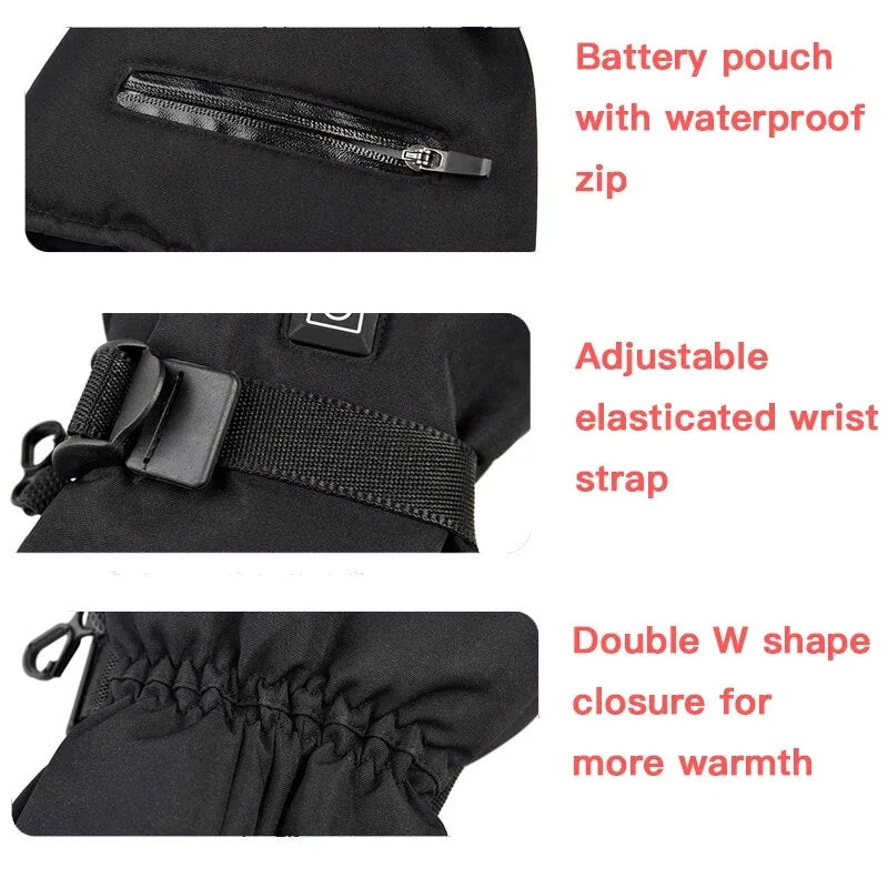 TENGOO Winter Heated Gloves Motorcycle Waterproof Gloves Heated Heating Warm Work Gloves Thermal Heated Outdoors Cycling Ski Gloves Battery Heated Gloves