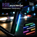 ESLNF RGB Flowing Seat Rail Mount Bike Taillight 1200mAh Type-C Rechargeable IPX4 Waterproof for Night Riding