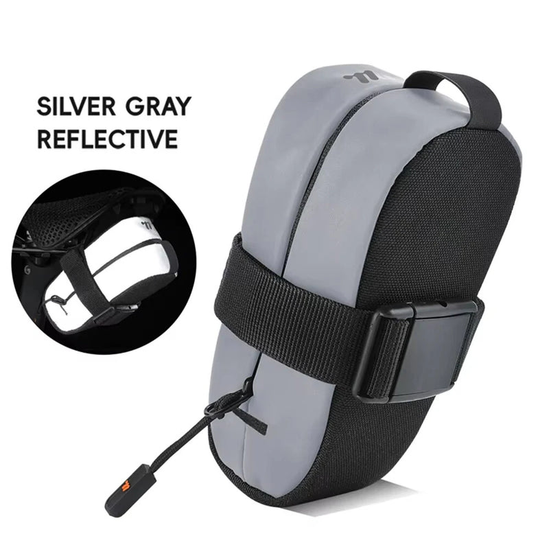 WEST BIKING 0.4L Reflective Bicycle Saddle Bag Mini Lightweight Portable Zipper Bike Bag Tail Pouch for Road MTB