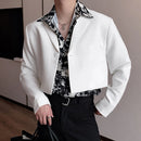 INCERUN Men Casual Blazer Design Cutoff Fashion Suits Outwear Men Solid Color Lapel Long Sleeve Blazer Tops for Men