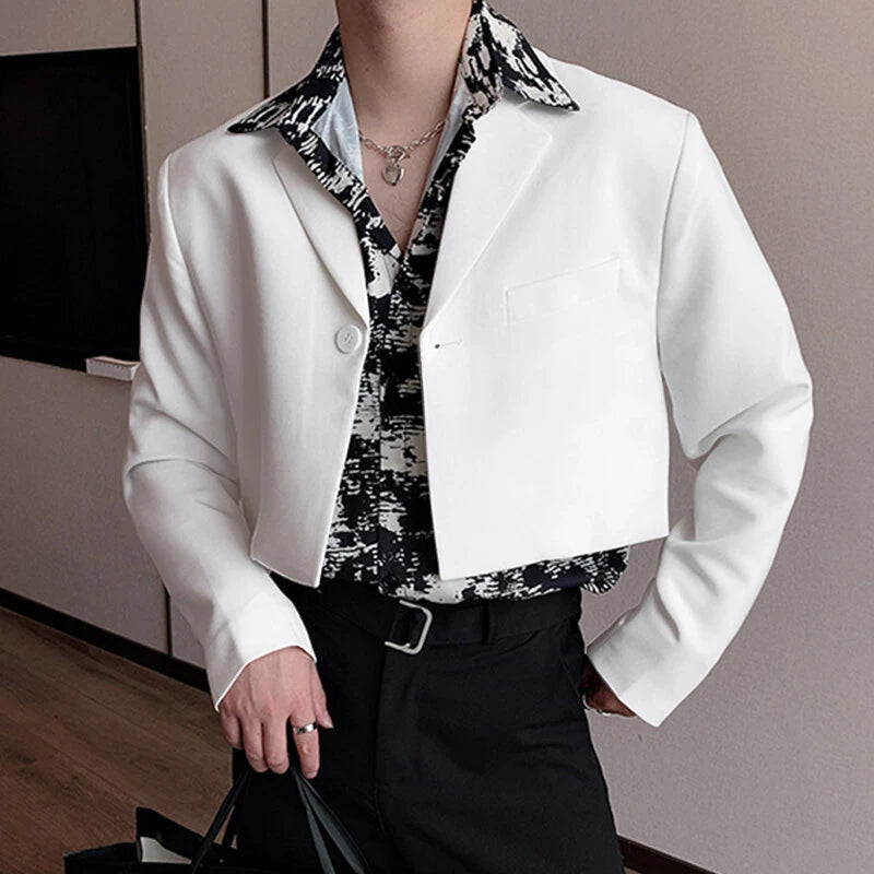 INCERUN Men Casual Blazer Design Cutoff Fashion Suits Outwear Men Solid Color Lapel Long Sleeve Blazer Tops for Men