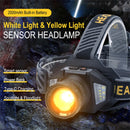 SEEKNITE Smart Sensor Zoomable LED Headlamp, White/Yellow Spotlight/Floodlight Adjusted USB Rechargeable Headlight Camping Fishing Working Head Light