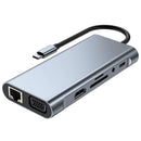 Bakeey USB-C 11 in 1 Docking Station with 4K@30Hz 1080P VGA 100W PD Charging RJ45 100M SD/TF Card Reader 3.5mm Audio USB Hub