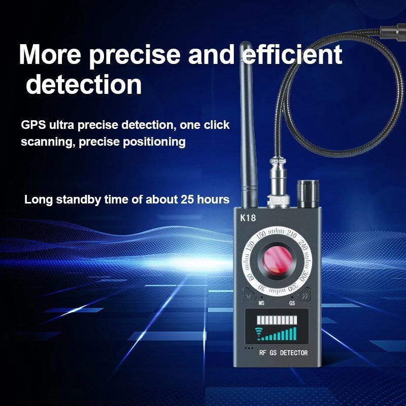 K18 Multi-function Anti-Candid Cam Wireless Lens Device Finder 1.2MHz-3GHz GSM Audio Bug Finder GPS Signal RF Tracker Detect Infrared Detector
