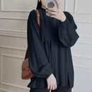 ZANZEA Women Shirt Fashion Long Sleeve Solid Blouse Vintage Ruffles Tops Loose Fit Blouse Top for Women S-5XL