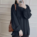 ZANZEA Women Shirt Fashion Long Sleeve Solid Blouse Vintage Ruffles Tops Loose Fit Blouse Top for Women S-5XL