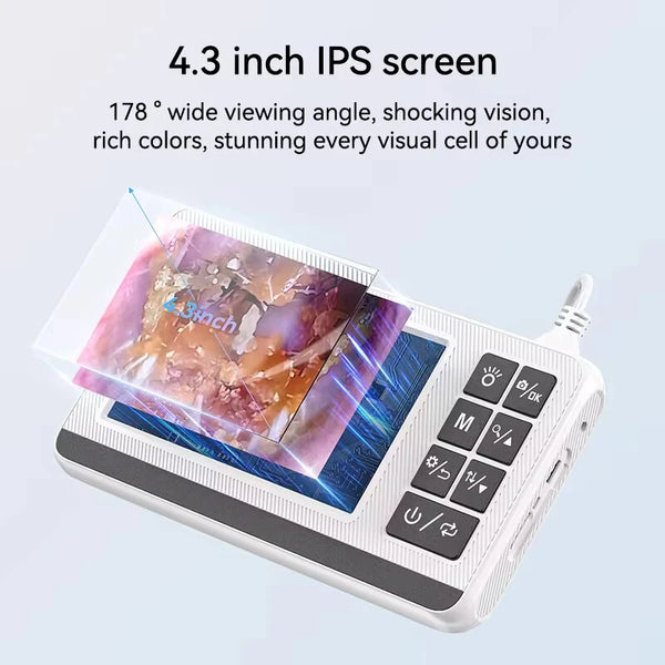 3.9mm4.3 Inch Digital Otoscope for Ear Wax Cleaning Smart Visual Ear Picking Stick Type-C Port Supports Connection to Computer