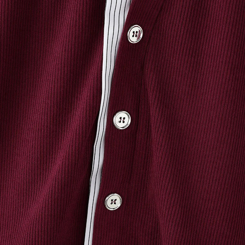 INCERUN Mens Textured Patchwork Striped Long Sleeve Shirt Fashion Lapel Men Top Comfortable