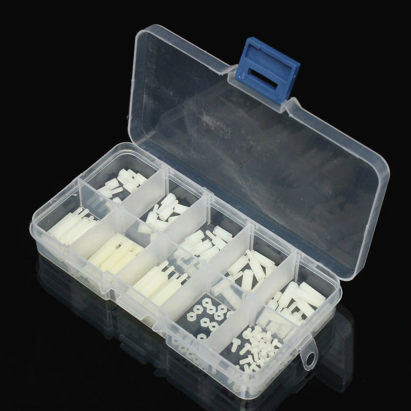 Suleve M2NH2 M2 Nylon Screw White Hex Screw Nut Nylon PCB Standoff Assortment Kit 140Pcs