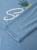 Women Cartoon Fruit Print O-Neck Loose Pants Cotton Comfy Plus Size Home Pajamas Sets