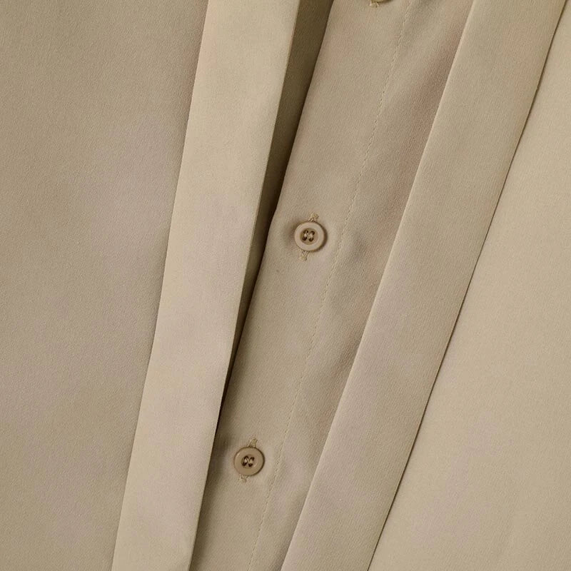 INCERUN Mens Deconstructed Tie-Detail Long Sleeve Shirt Fashion Solid Color Button Lapel Top Shirts for Male