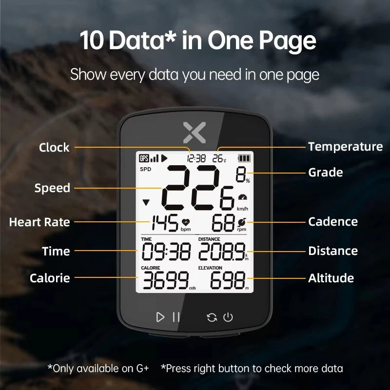 XOSS G2 Plus Bicycle Computer Wireless With Bluetooth ANT+ Cycling Speedometer IPX7 Waterproof Bike Odometer Stopwatch Bike Accessories for MTB Road Cycle/City Bike