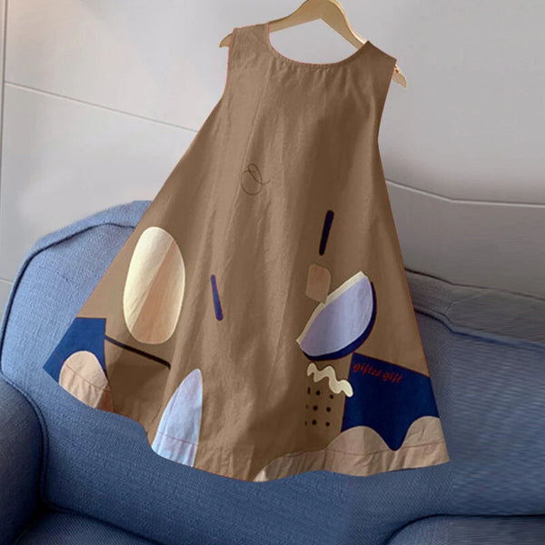 ZANZEA Women Holiday Fashion Round Neck Graphic Printed Tanks Casual Crew Neck A-Line Vests Tops