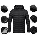 TENGOO HJ-15 Uniex Heated Jacket - 15 Heating Zones, USB Charging, Smart Thermal Warm Jacket, Motorcycle Heated Hooded Coat Outdoor Sportswear