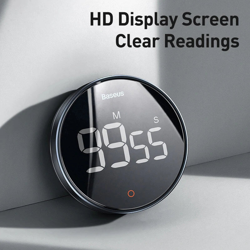 Baseus Magnetic Digital Kitchen Timer Countdown Timer for Kids Large LCD Display Volume Adjustable