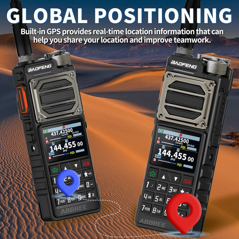 BAOFENG UV-25 PRO GPS Walkie Talkie 10W Multi Band Type-C Charging 5200mAh for UV-5R Amateur Two Way Radio for Traveling