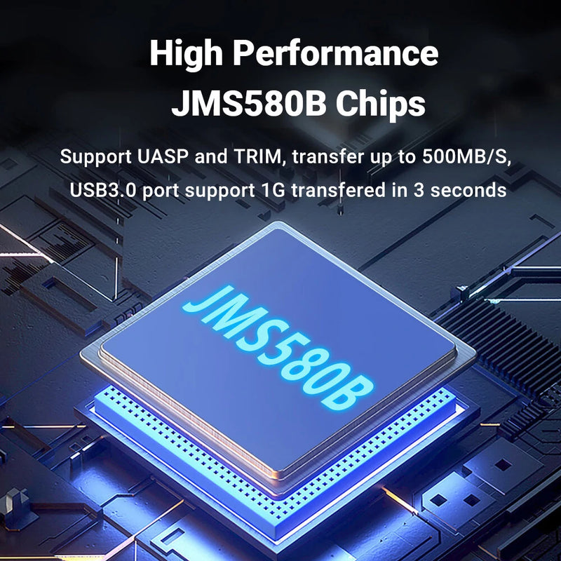 JEYI 2.5" Hard Drive Enclosure Clearly Case USB 10Gbps to SATA III/II/I External Hard Disk Case for 9.5/7mm HDD SSD Support UASP