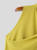 INCERUN Mens Solid Color Design Crossover V-neck Soft Tanks