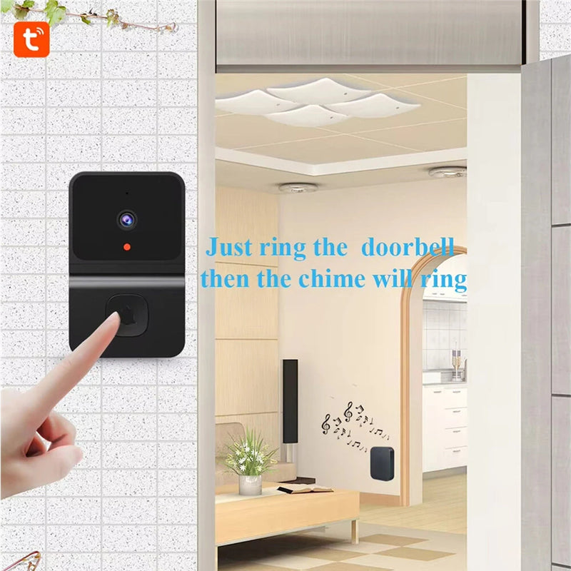 Intelligent Video Doorbell Visual Doorbell Camera WiFi Tuya Smart Wireless Door Bell Chime APP Two-Way Voice Call Works with Security Alarm