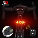 West Biking Smart 2-in-1 Bicycle Rear Light Wireless Remote Control 5 Light Modes Turn Signal Lights Bike bell horn Cycling Mini Taillight for Night Riding
