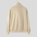 INCERUN Mens Solid Color Scarf Neck Pullover Hoodie Fashion Men Long Sleeve Top Clothing Comfortable