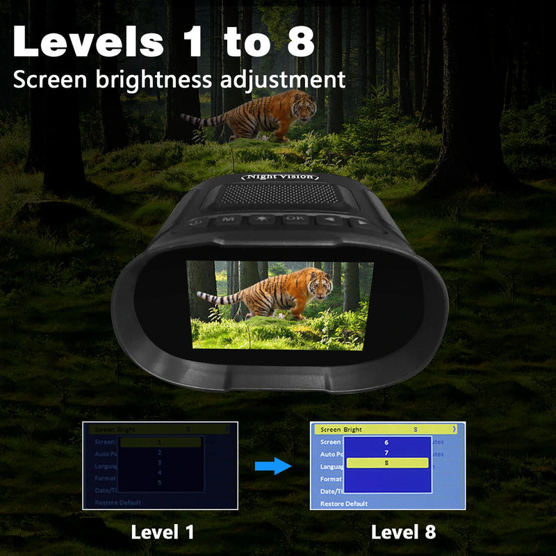 2.5K UHD 40M Pixels Rechargeable Binoculars Telescope 8X Zoom 300M Digital Infrared Digital Night Vision Scope for Hiking Camping Climbing