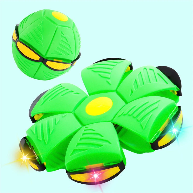 Magic Transforming UFO LED Light Flying Saucer Ball Stress Relief Outdoor Toy Unisex Plastic Deformation Flat Dual Modes Fun