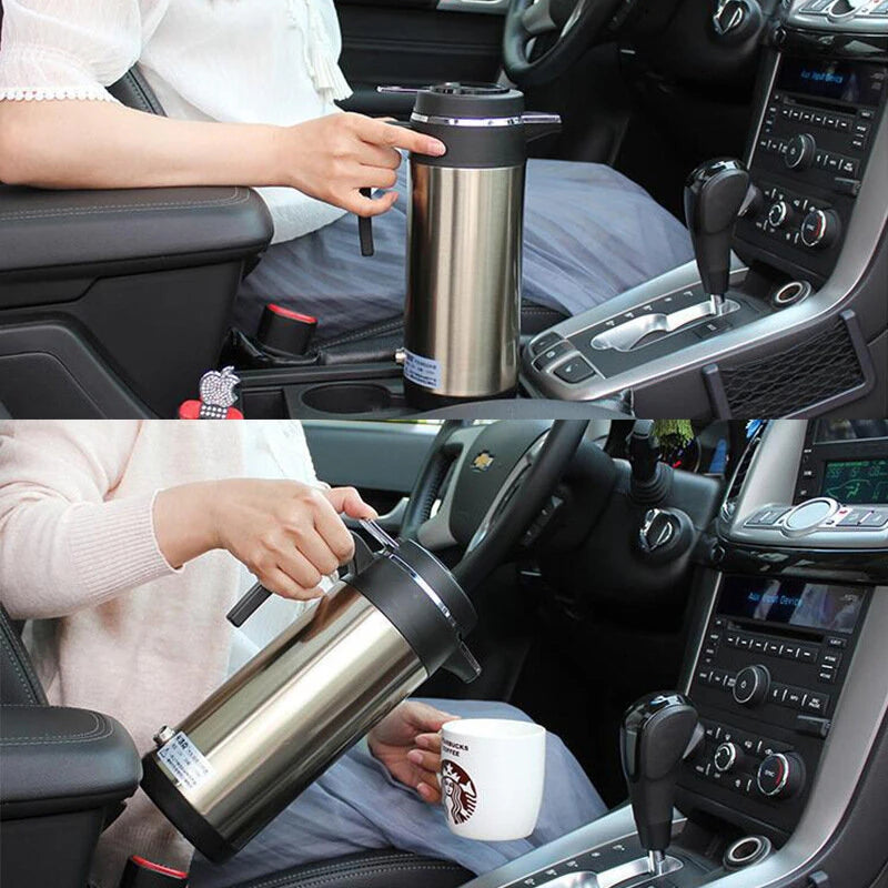 IPRee 12V/24V Car Truck 1200ml Water Heater Portable Hot Water Kettle Auto Shut-Off Fast Boiling for Travel Home